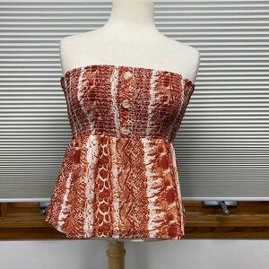 Francesca’s NWT Miami Rust Snakeskin Print Smocked Halter Tube Top Size XS